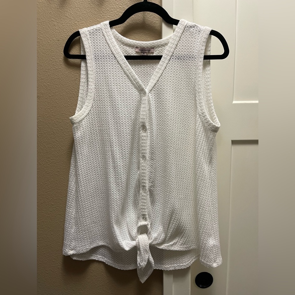Waffle Knit Tie Front Tank